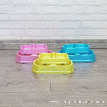 Double Plastic Bowls Puppy Food Cups Dog Bowl